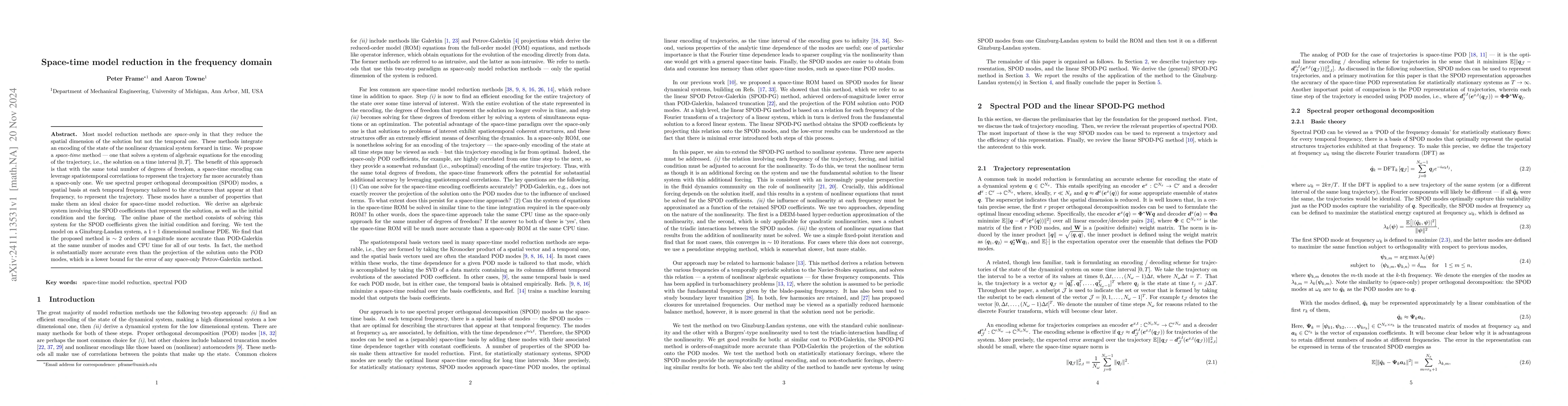 Thumbnail for Space-time model reduction in the frequency domain