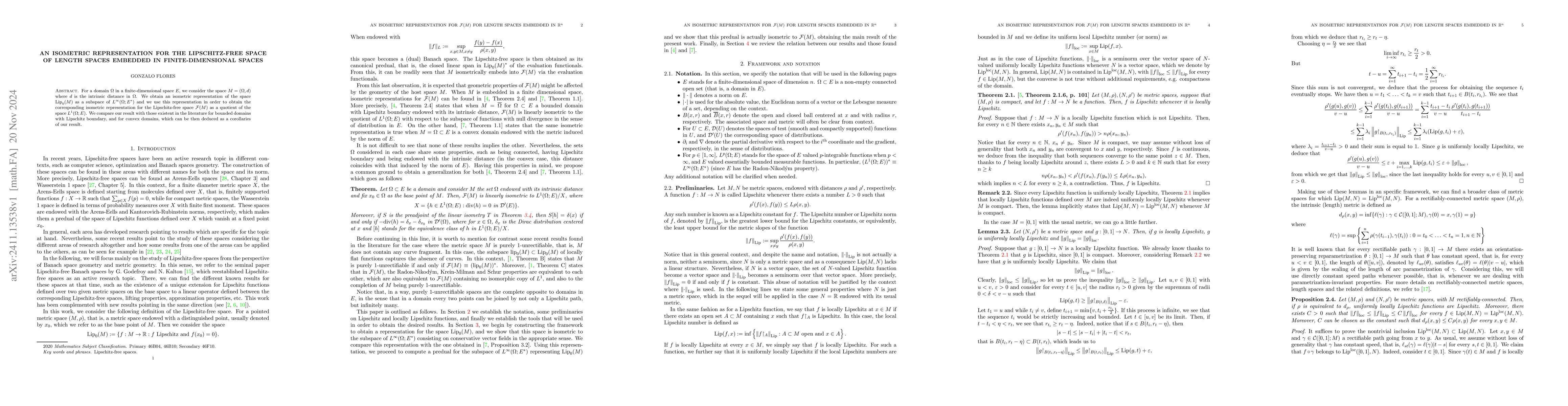 Thumbnail for An Isometric Representation for the Lipschitz-Free Space of Length
  Spaces Embedded in Finite-Dimensional Spaces