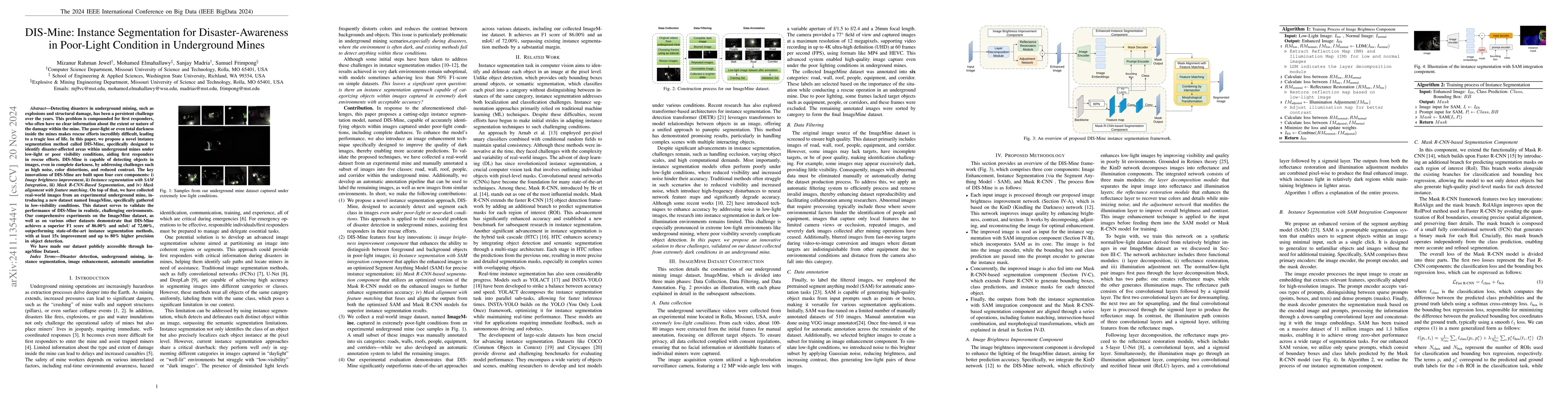 Thumbnail for DIS-Mine: Instance Segmentation for Disaster-Awareness in Poor-Light
  Condition in Underground Mines