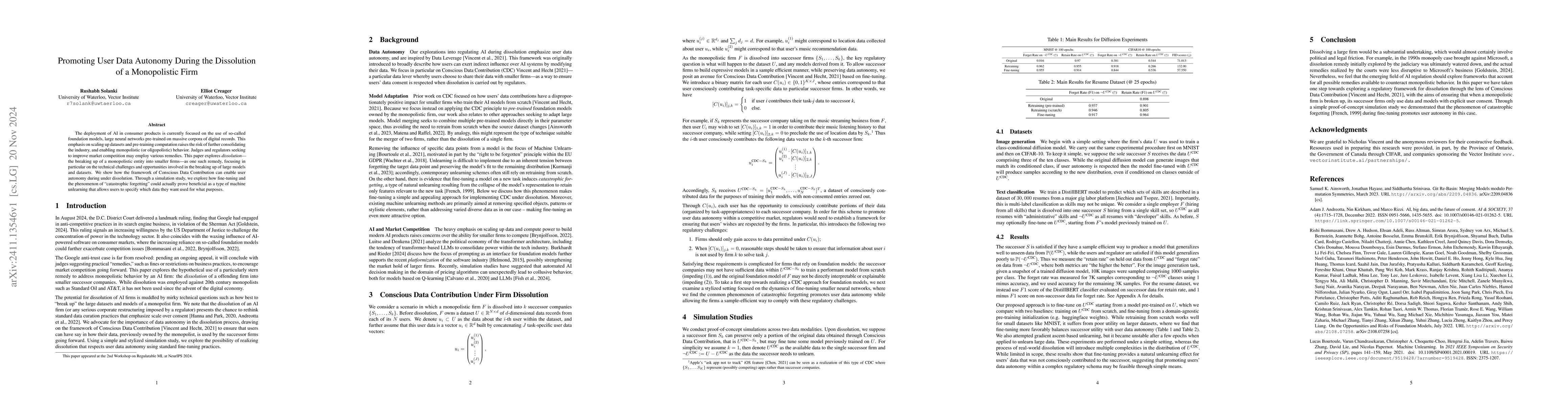 Thumbnail for Promoting User Data Autonomy During the Dissolution of a Monopolistic
  Firm