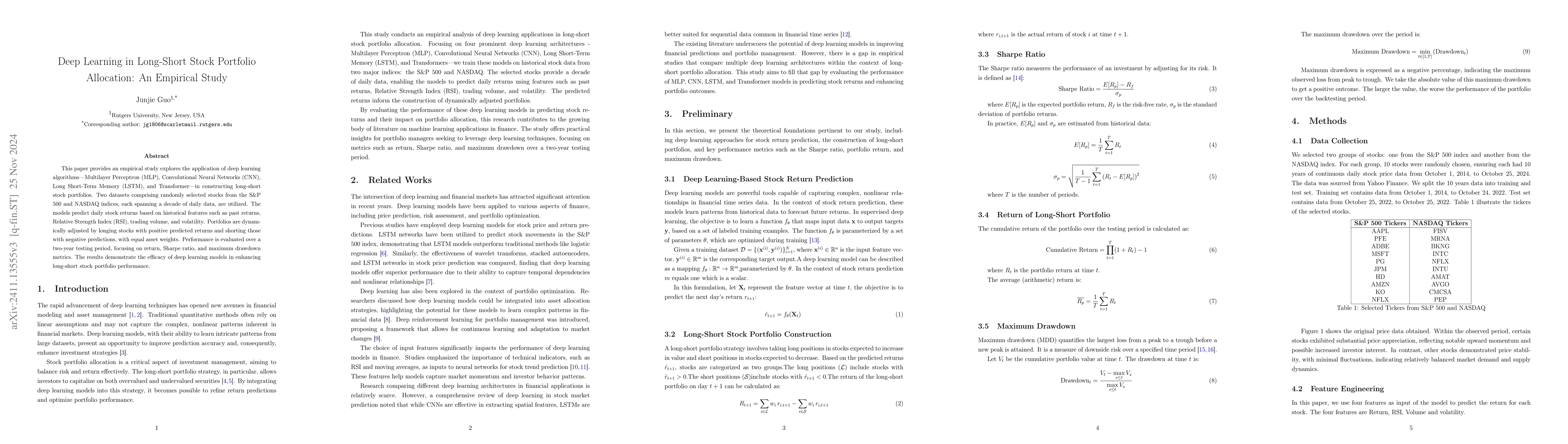 Thumbnail for Deep Learning in Long-Short Stock Portfolio Allocation: An Empirical
  Study