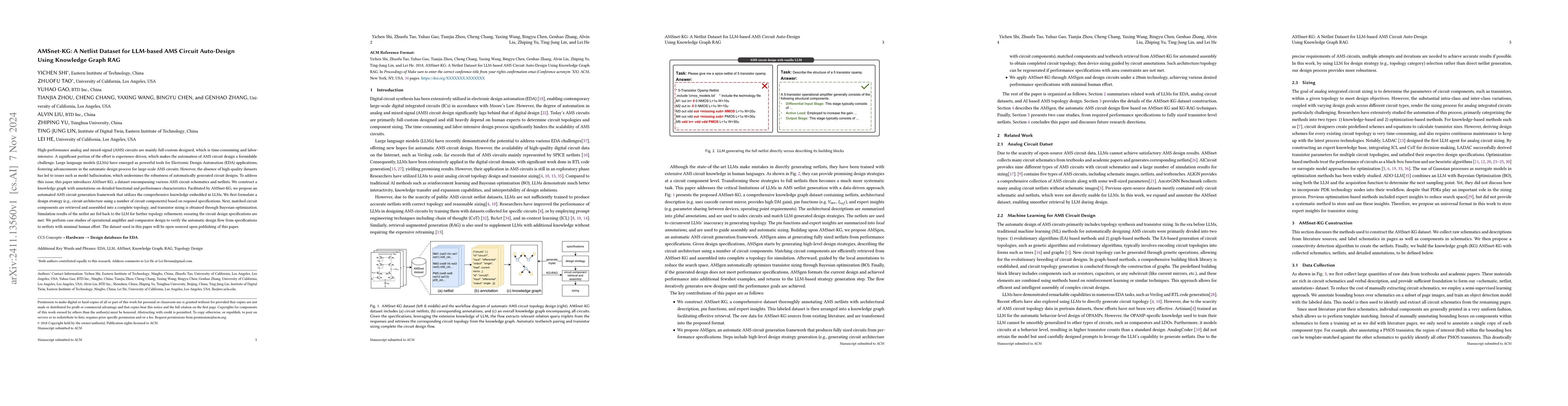 Thumbnail for AMSnet-KG: A Netlist Dataset for LLM-based AMS Circuit Auto-Design Using
  Knowledge Graph RAG