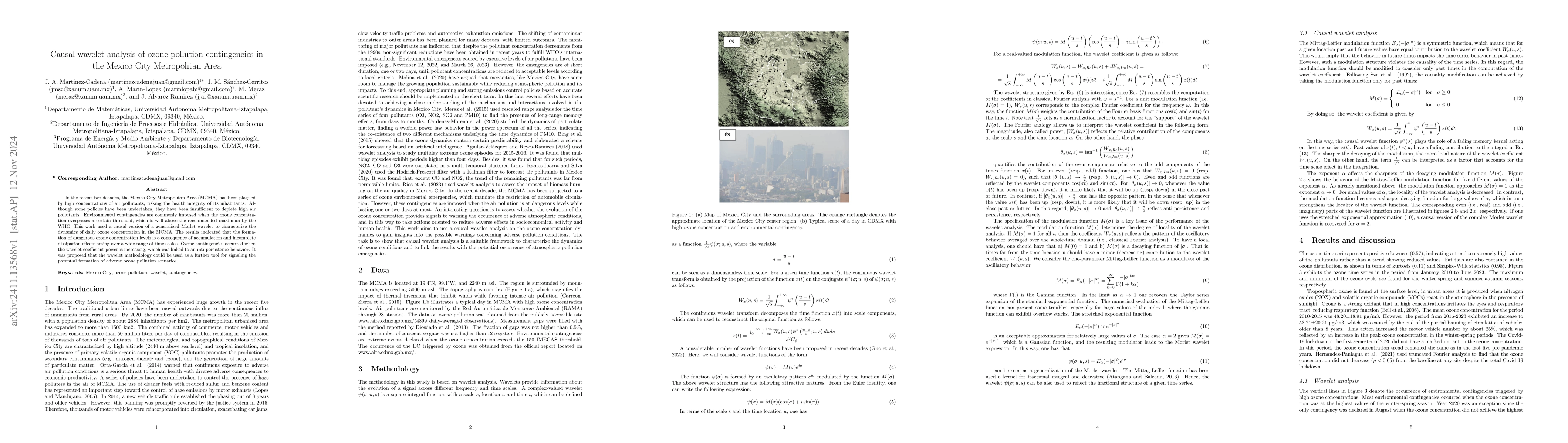 Thumbnail for Causal wavelet analysis of ozone pollution contingencies in the Mexico
  City Metropolitan Area