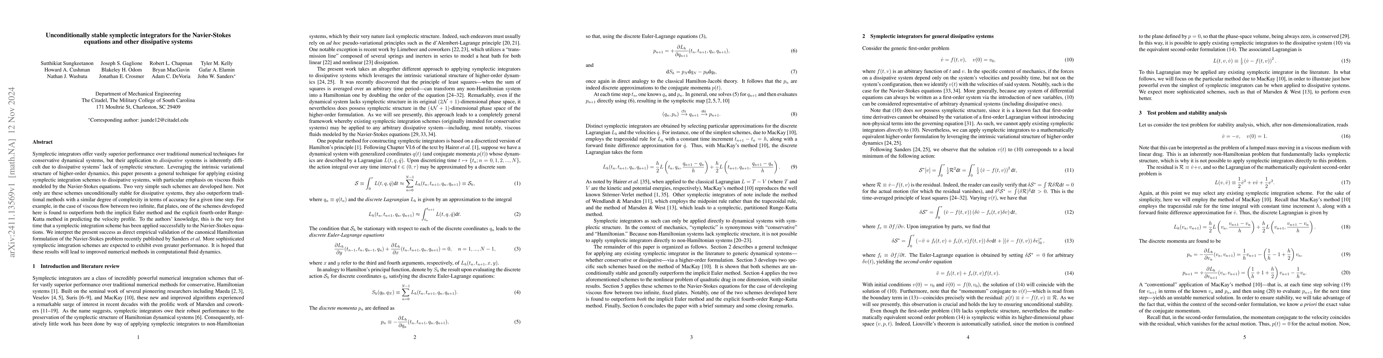Thumbnail for Unconditionally stable symplectic integrators for the Navier-Stokes
  equations and other dissipative systems