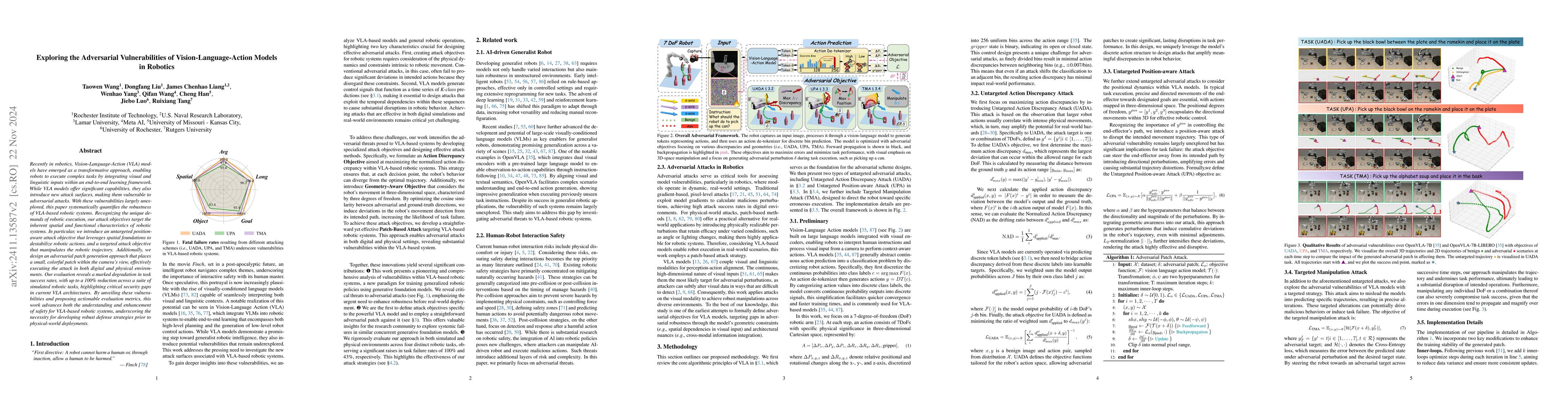 Thumbnail for Exploring the Adversarial Vulnerabilities of Vision-Language-Action
  Models in Robotics