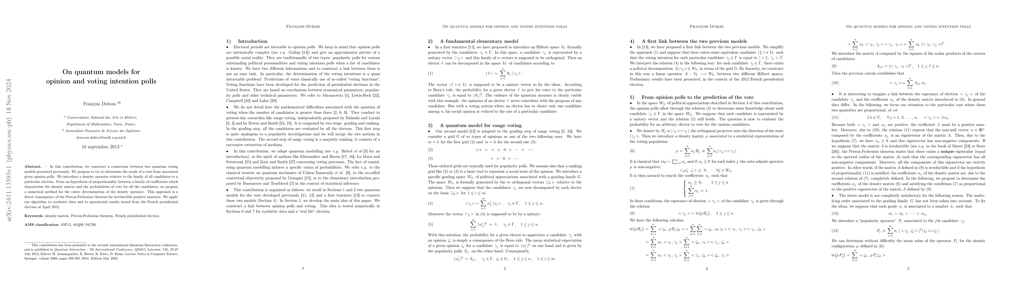 Thumbnail for On quantum models for opinion and voting intention polls