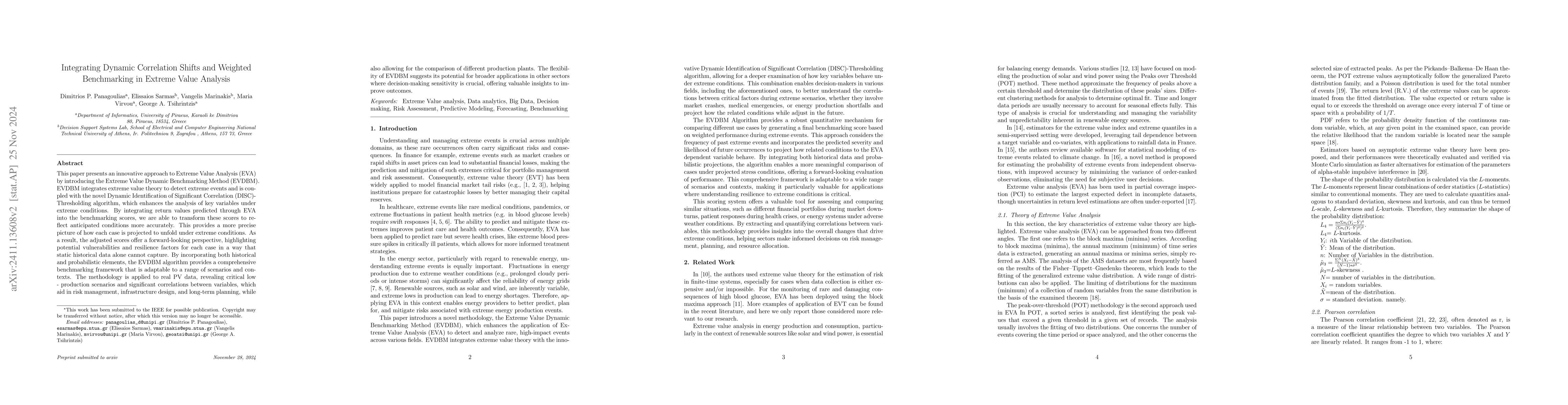 Thumbnail for Integrating Dynamic Correlation Shifts and Weighted Benchmarking in
  Extreme Value Analysis