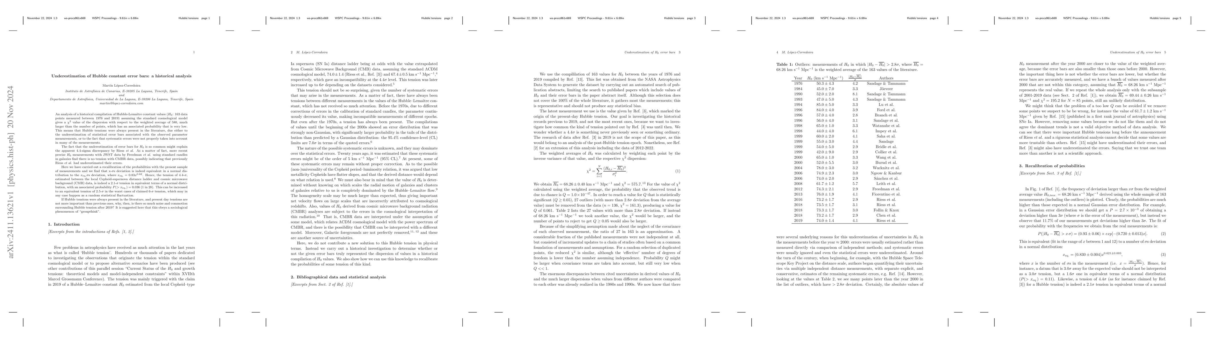 Thumbnail for Underestimation of Hubble constant error bars: a historical analysis