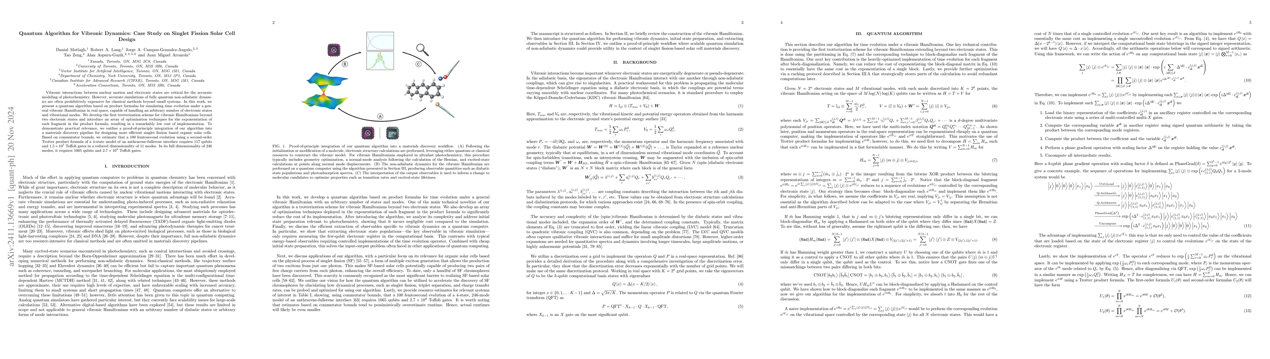 Thumbnail for Quantum Algorithm for Vibronic Dynamics: Case Study on Singlet Fission
  Solar Cell Design