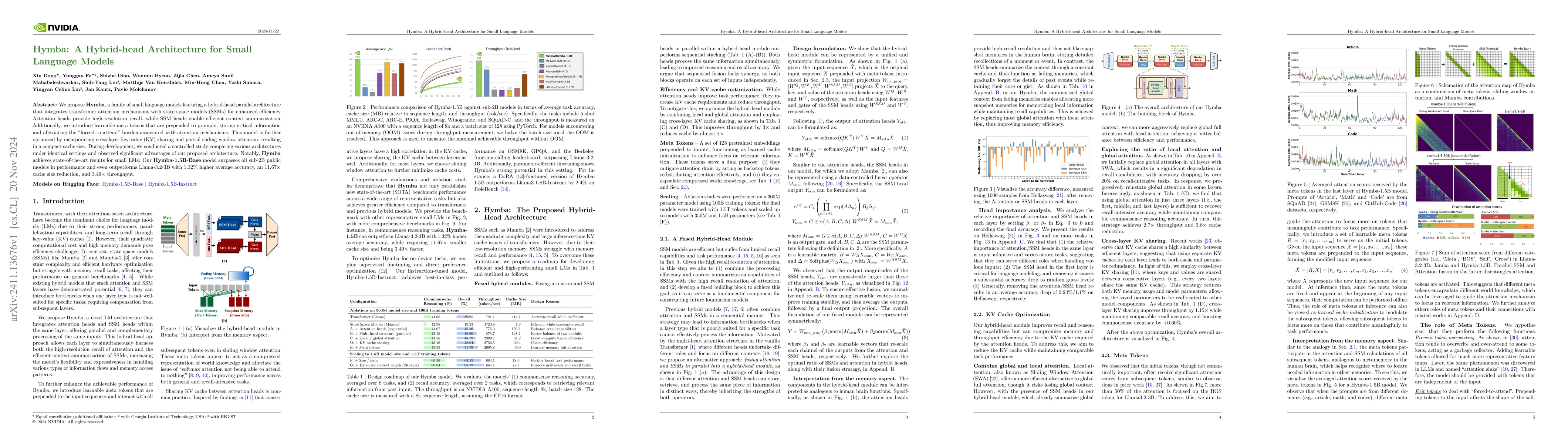 Thumbnail for Hymba: A Hybrid-head Architecture for Small Language Models
