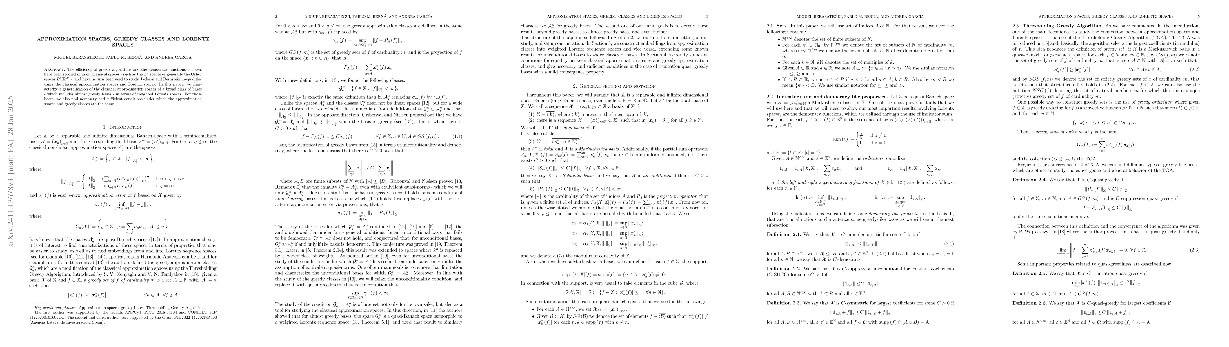 Thumbnail for Approximation spaces, greedy classes and Lorentz spaces