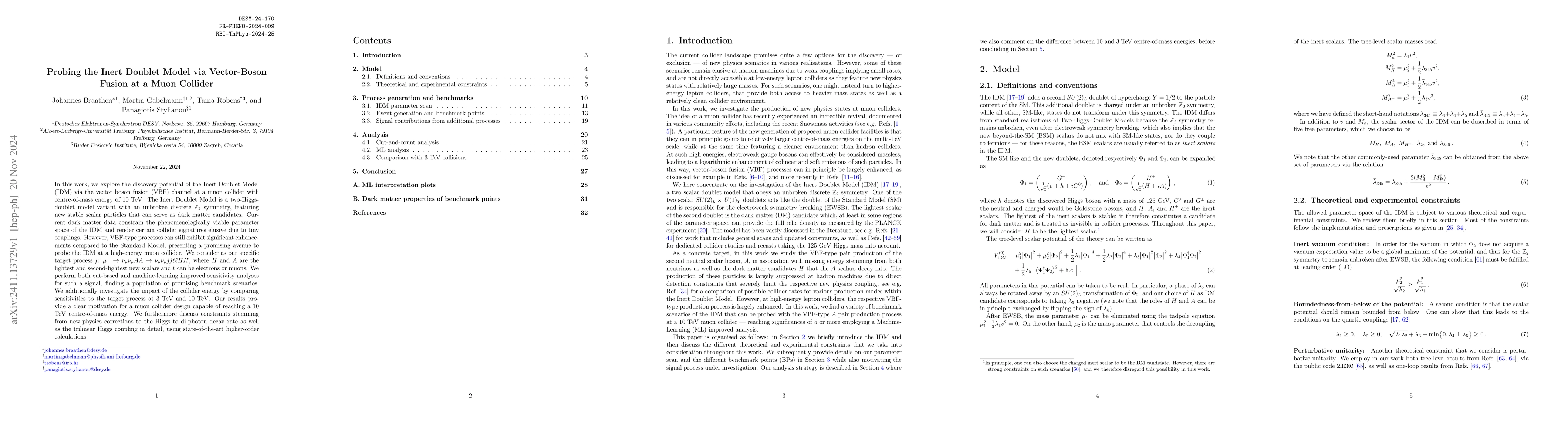 Thumbnail for Probing the Inert Doublet Model via Vector-Boson Fusion at a Muon
  Collider