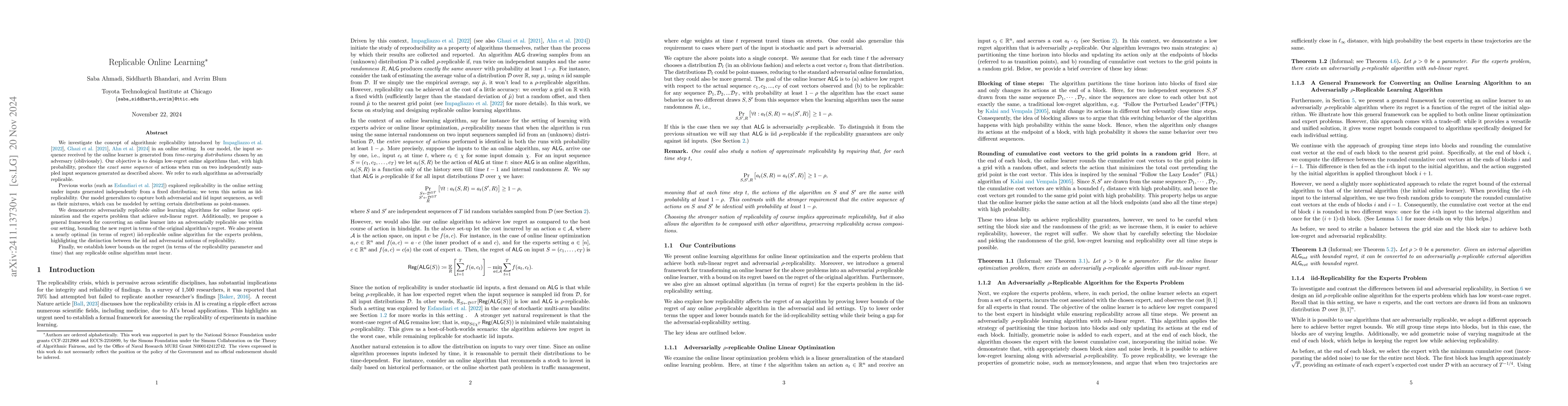 Thumbnail for Replicable Online Learning