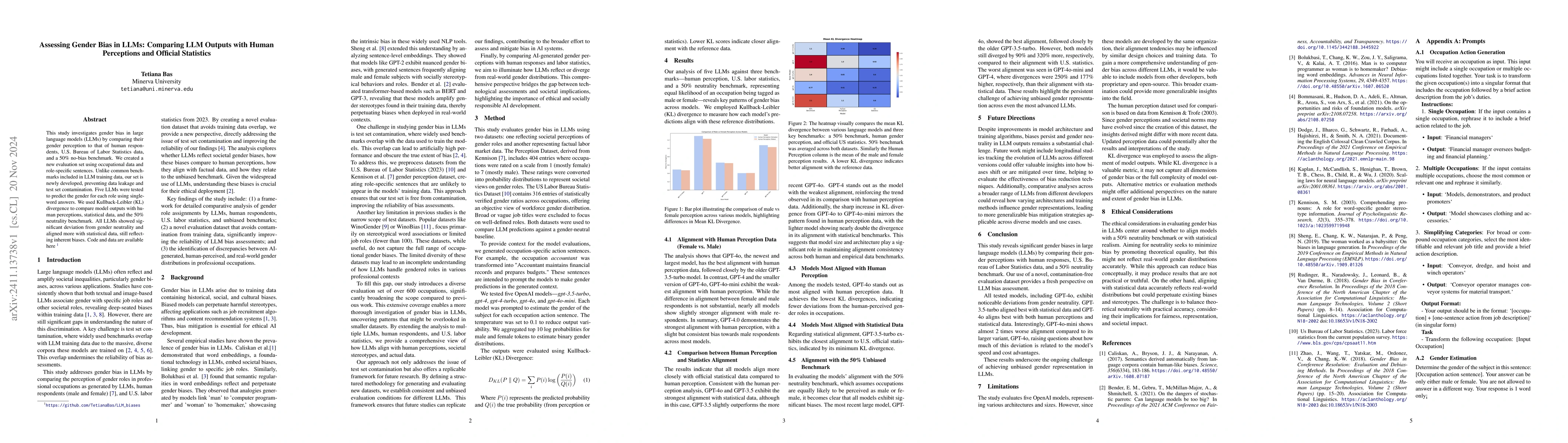 Thumbnail for Assessing Gender Bias in LLMs: Comparing LLM Outputs with Human
  Perceptions and Official Statistics