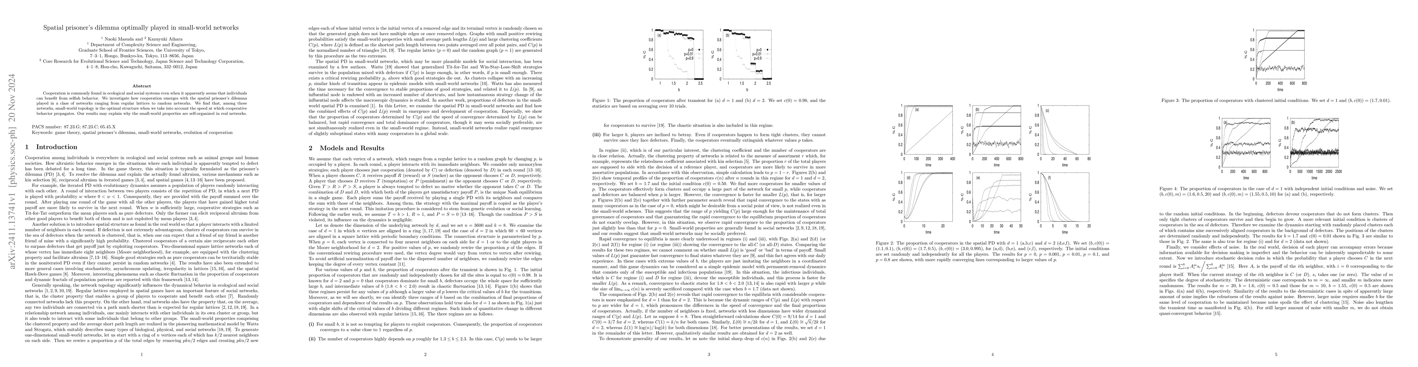 Thumbnail for Spatial prisoner's dilemma optimally played in small-world networks