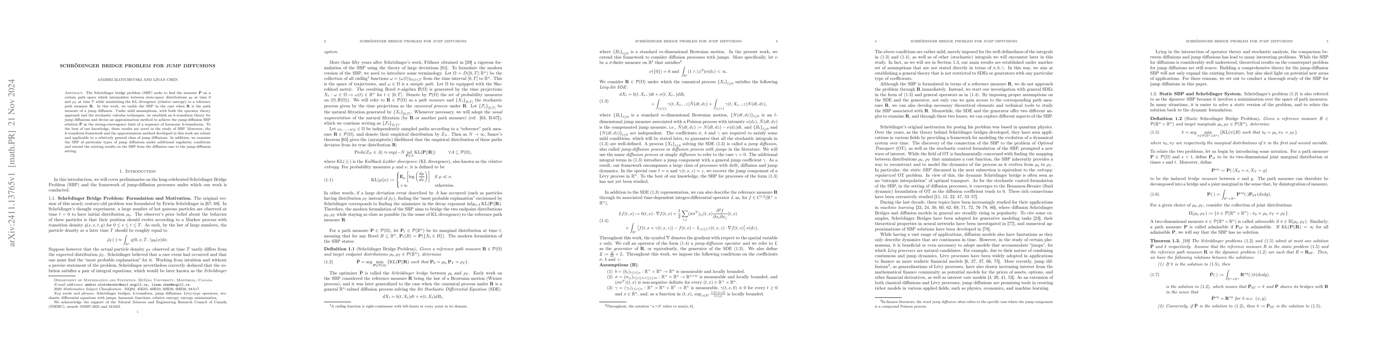 Thumbnail for Schrödinger Bridge Problem for Jump Diffusions