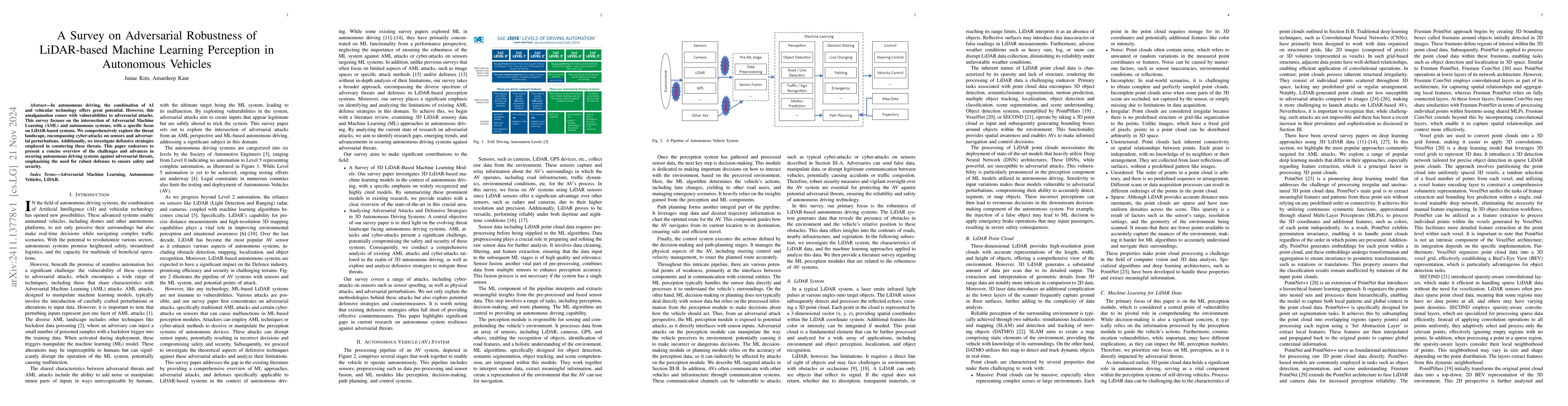 Thumbnail for A Survey on Adversarial Robustness of LiDAR-based Machine Learning
  Perception in Autonomous Vehicles