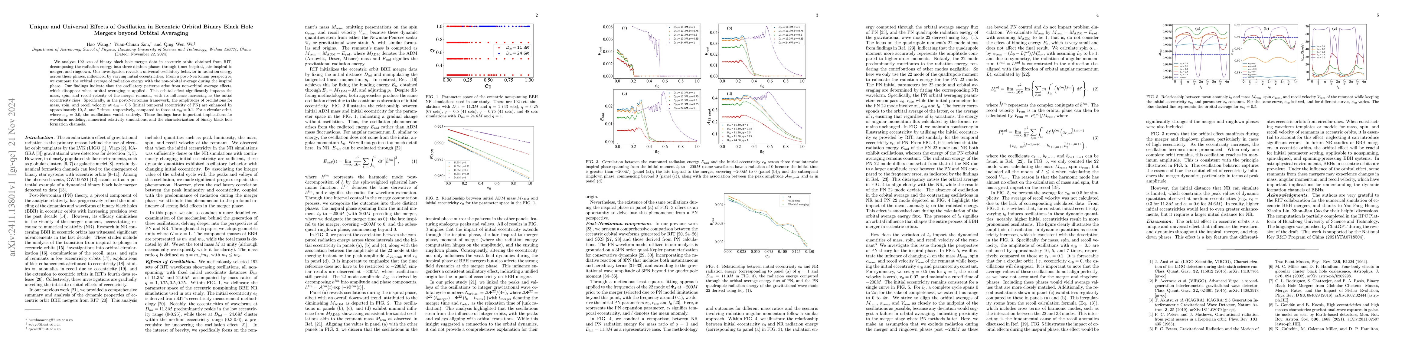 Thumbnail for Unique and Universal Effects of Oscillation in Eccentric Orbital Binary
  Black Hole Mergers beyond Orbital Averaging