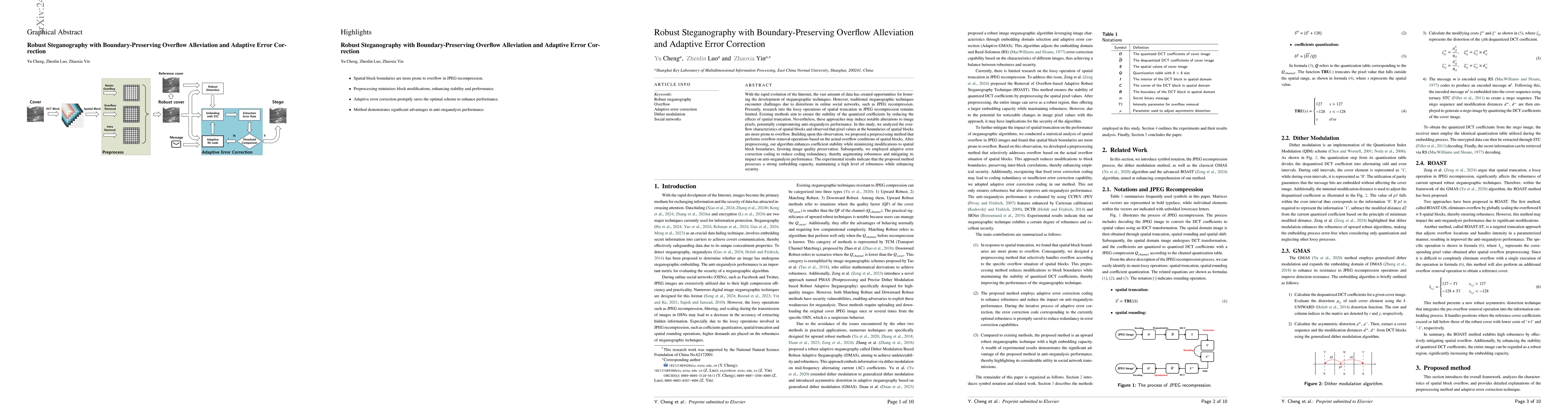 Thumbnail for Robust Steganography with Boundary-Preserving Overflow Alleviation and
  Adaptive Error Correction
