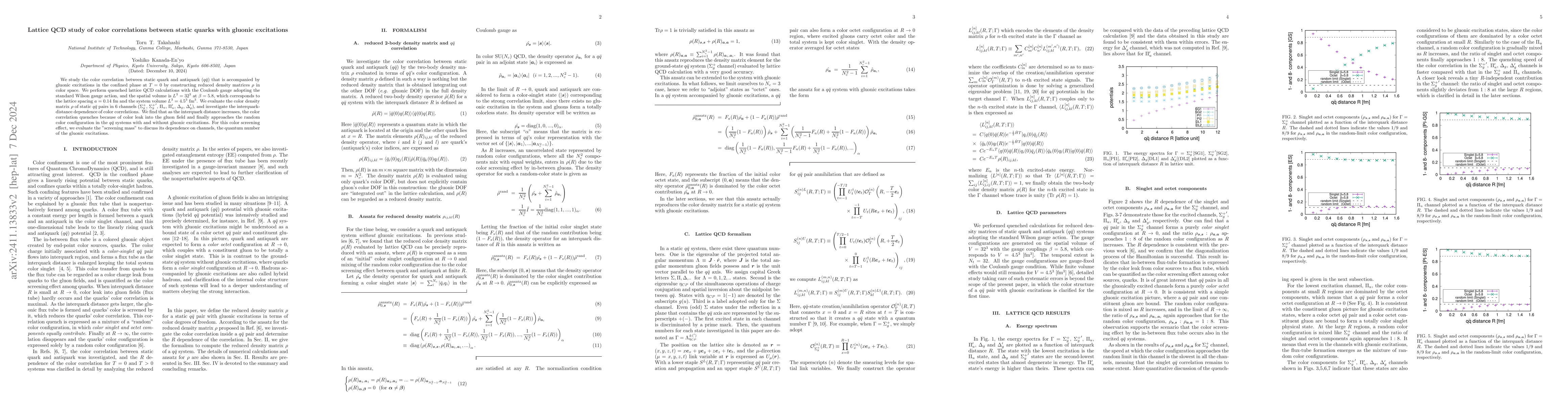 Thumbnail for Lattice QCD study of color correlations between static quarks with
  gluonic excitations