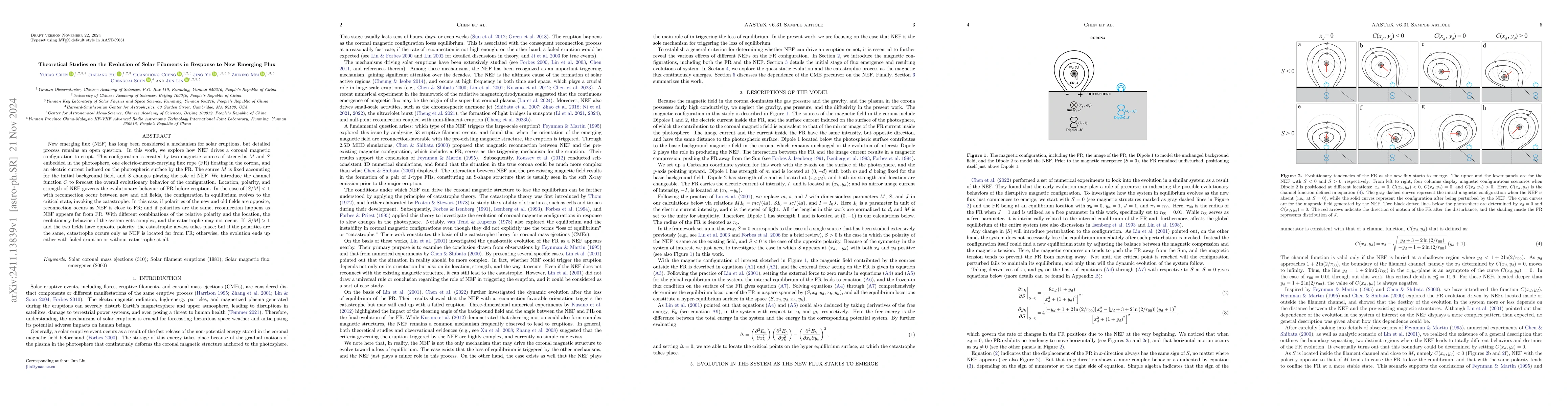 Thumbnail for Theoretical Studies on the Evolution of Solar Filaments in Response to
  New Emerging Flux