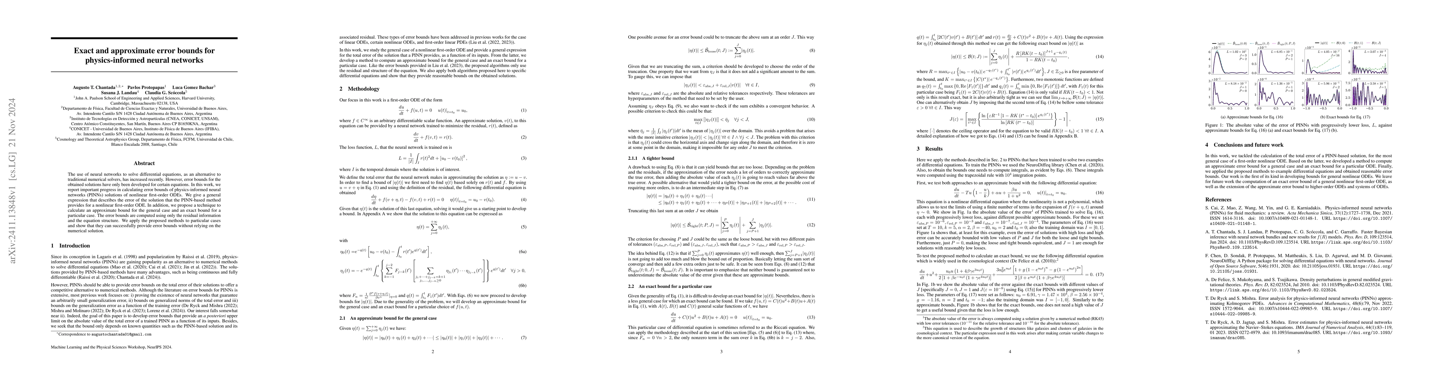 Thumbnail for Exact and approximate error bounds for physics-informed neural networks