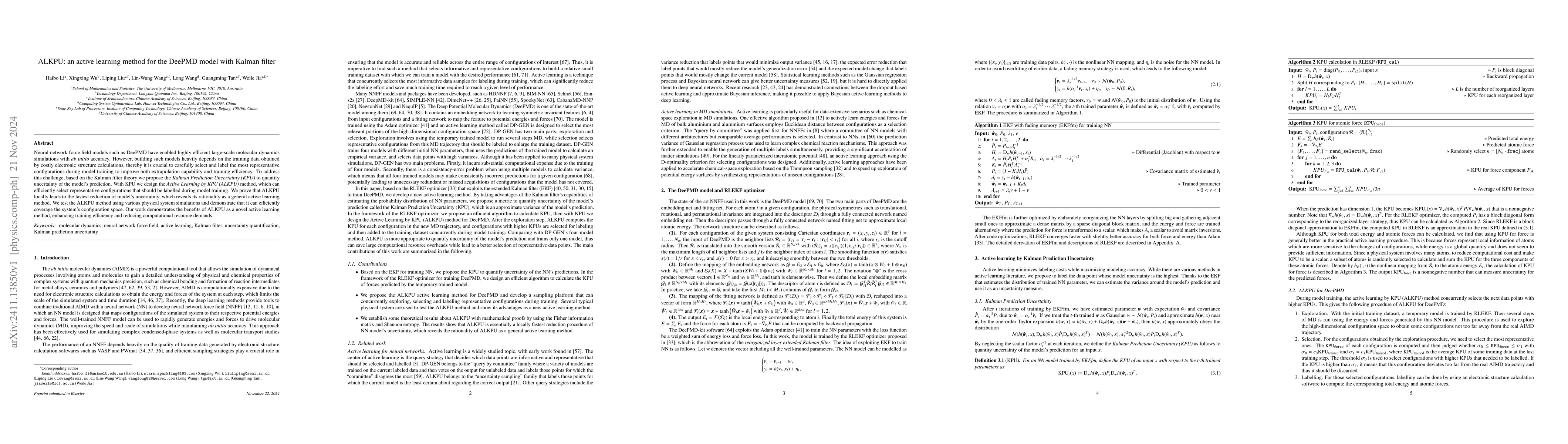 Thumbnail for ALKPU: an active learning method for the DeePMD model with Kalman filter