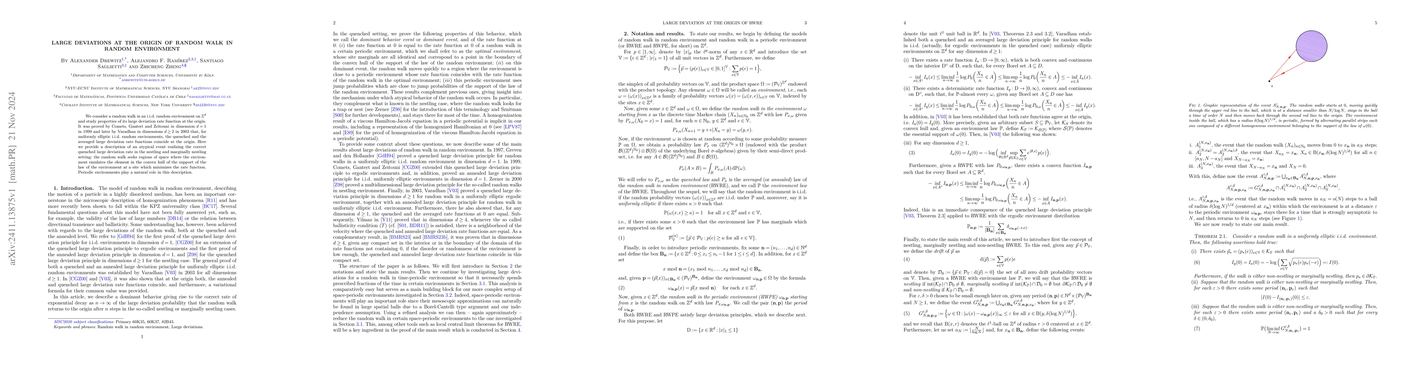 Thumbnail for Large deviations at the origin of random walk in random environment
