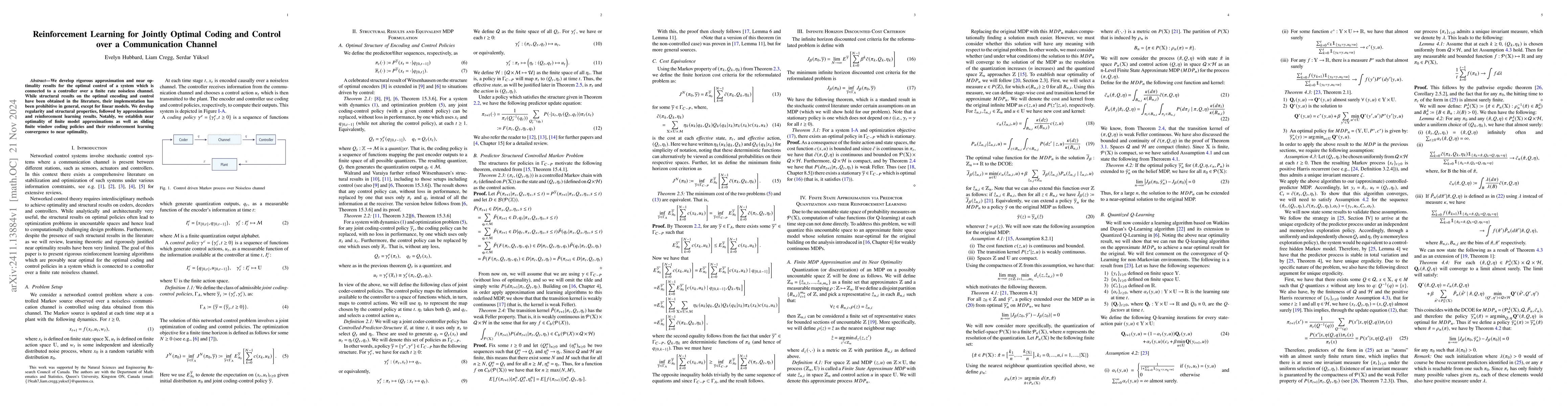 Thumbnail for Reinforcement Learning for Jointly Optimal Coding and Control over a
  Communication Channel
