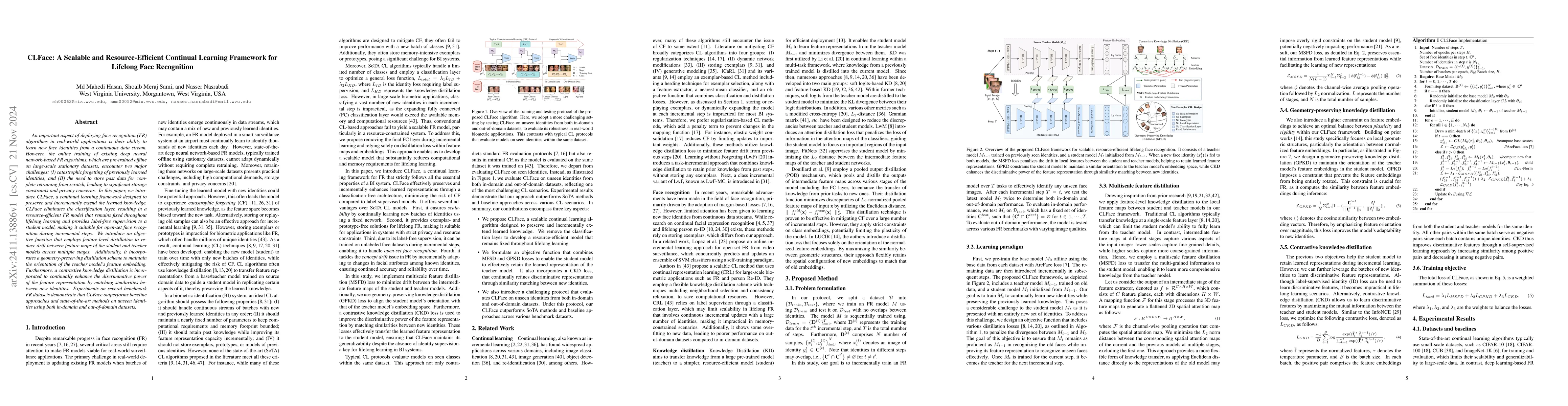 Thumbnail for CLFace: A Scalable and Resource-Efficient Continual Learning Framework
  for Lifelong Face Recognition