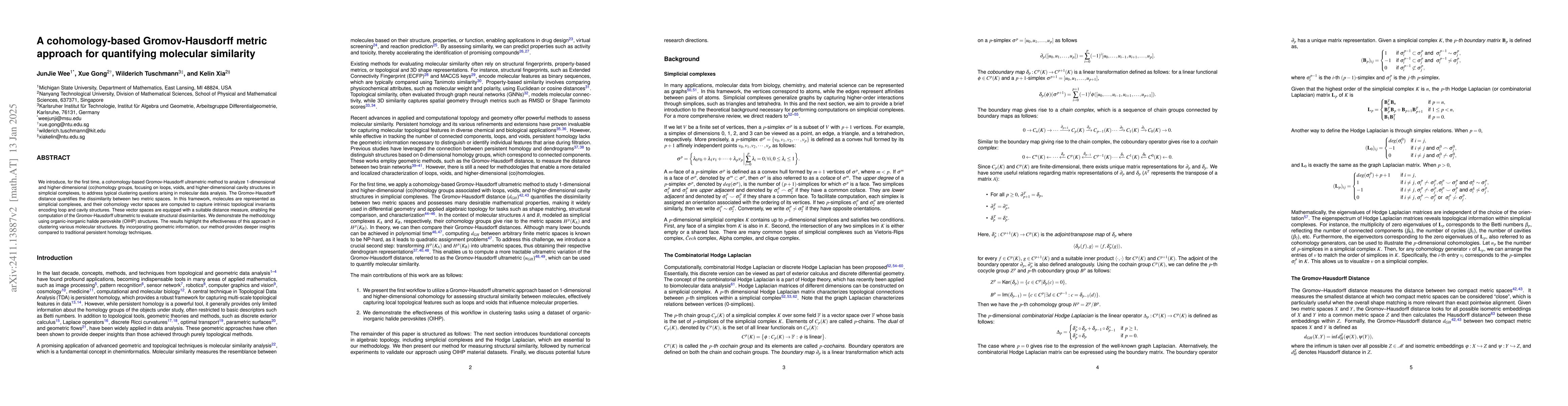 Thumbnail for A cohomology-based Gromov-Hausdorff metric approach for quantifying
  molecular similarity