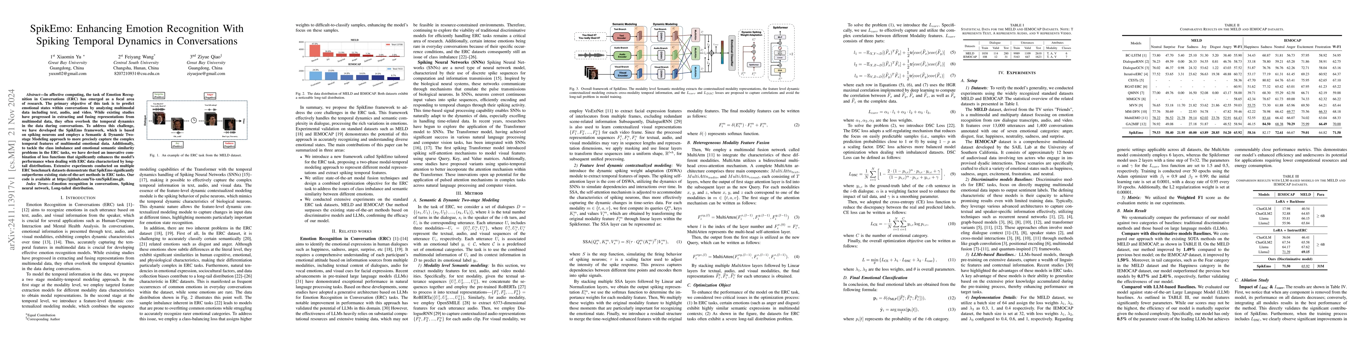 Thumbnail for SpikEmo: Enhancing Emotion Recognition With Spiking Temporal Dynamics in
  Conversations