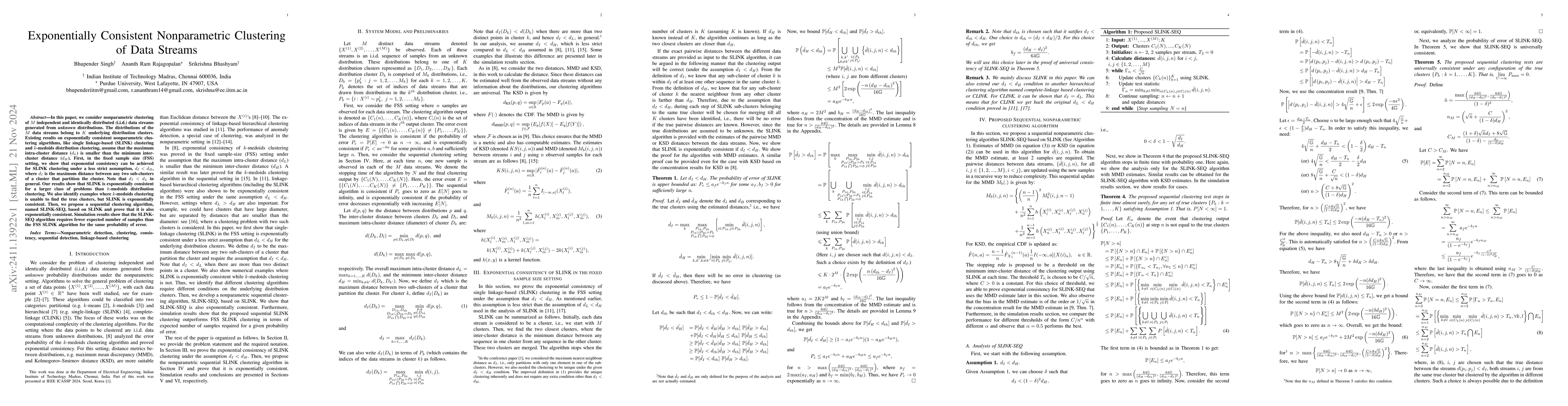 Thumbnail for Exponentially Consistent Nonparametric Clustering of Data Streams