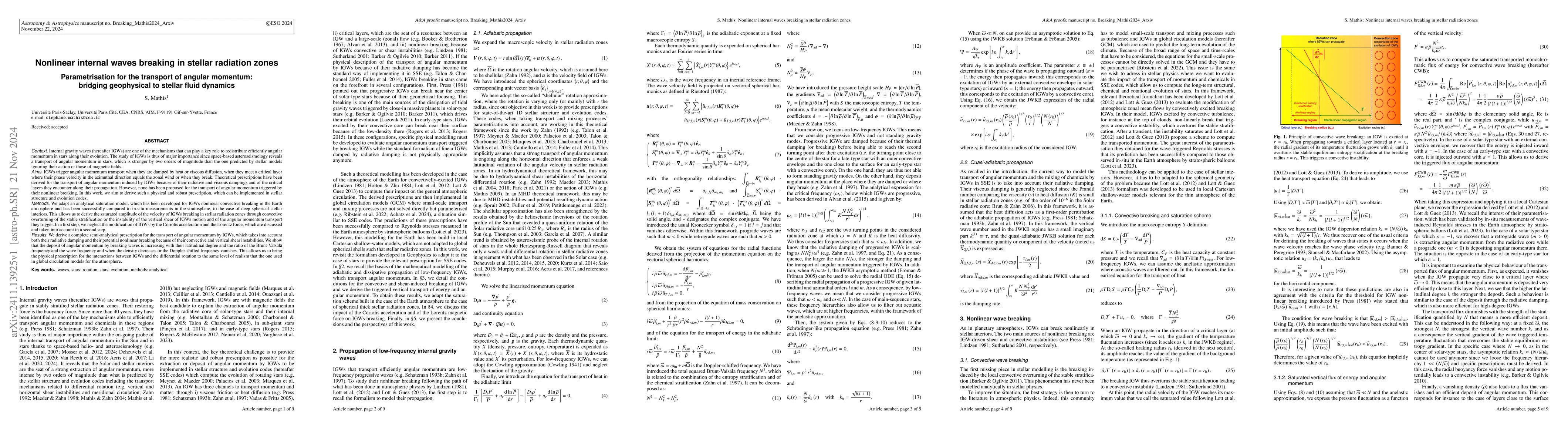 Thumbnail for Nonlinear internal waves breaking in stellar radiation zones.
  Parametrisation for the transport of angular momentum: bridging geophysical
  to stellar fluid dynamics