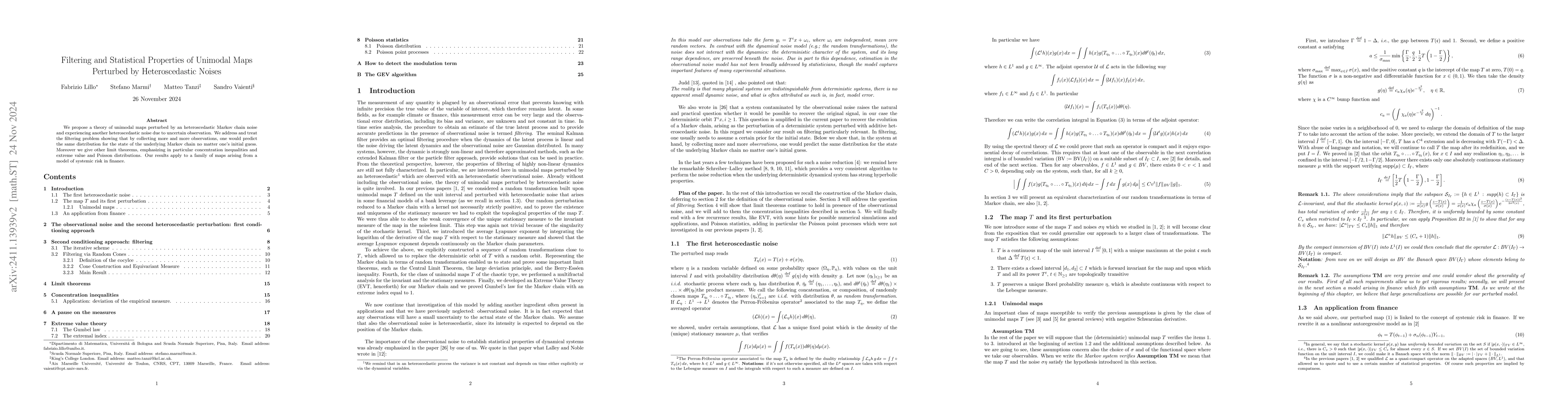 Thumbnail for Filtering and Statistical Properties of Unimodal Maps Perturbed by
  Heteroscedastic Noises