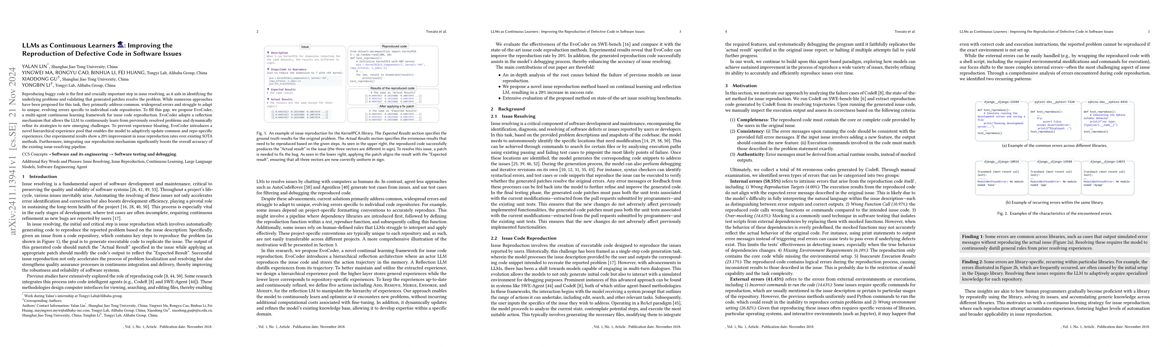 Thumbnail for LLMs as Continuous Learners: Improving the Reproduction of Defective
  Code in Software Issues