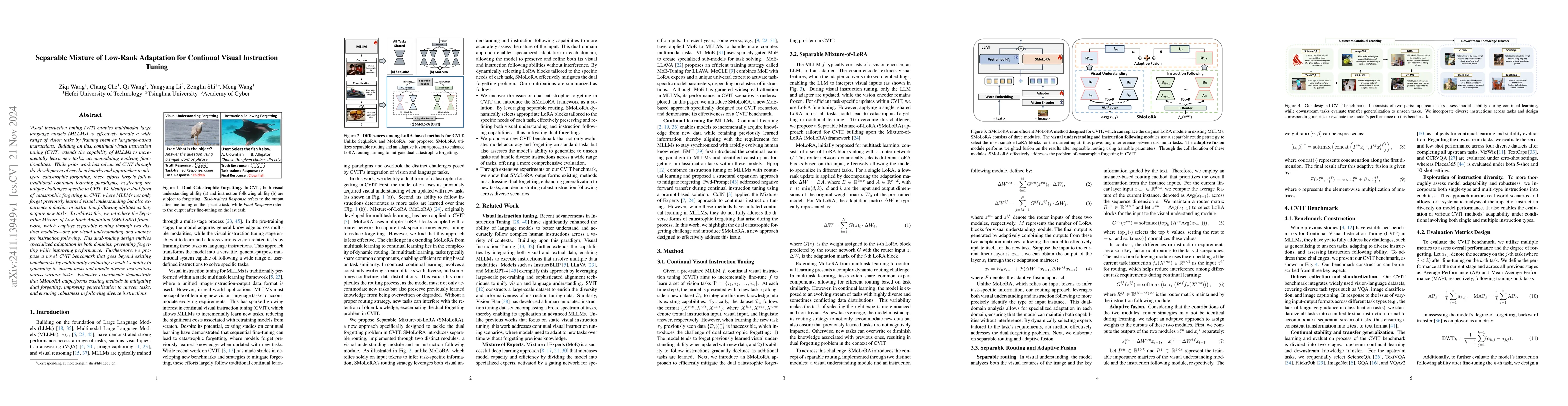 Thumbnail for Separable Mixture of Low-Rank Adaptation for Continual Visual
  Instruction Tuning