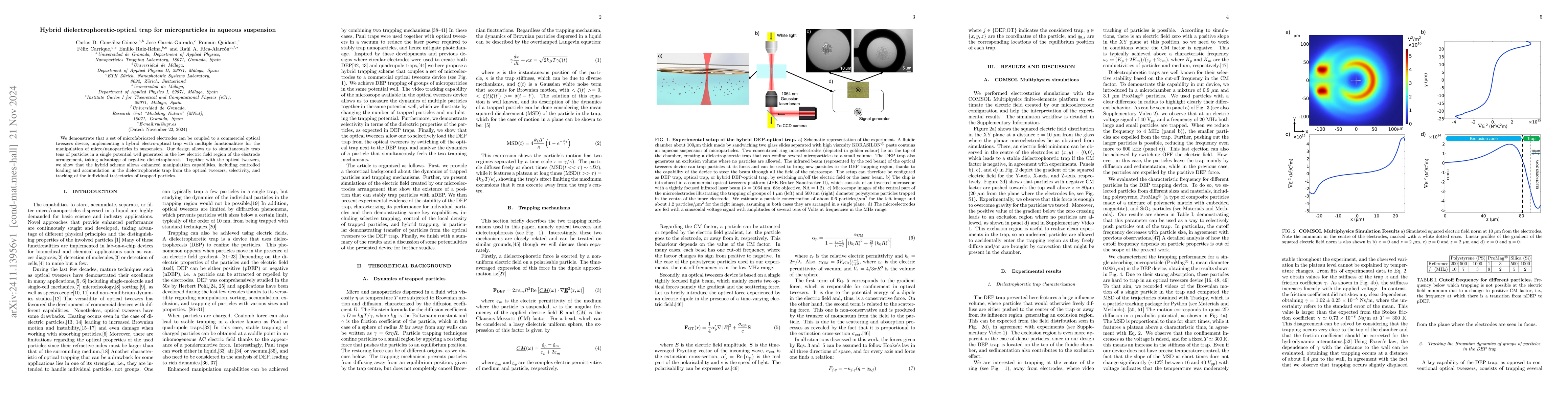 Thumbnail for Hybrid dielectrophoretic-optical trap for microparticles in aqueous
  suspension