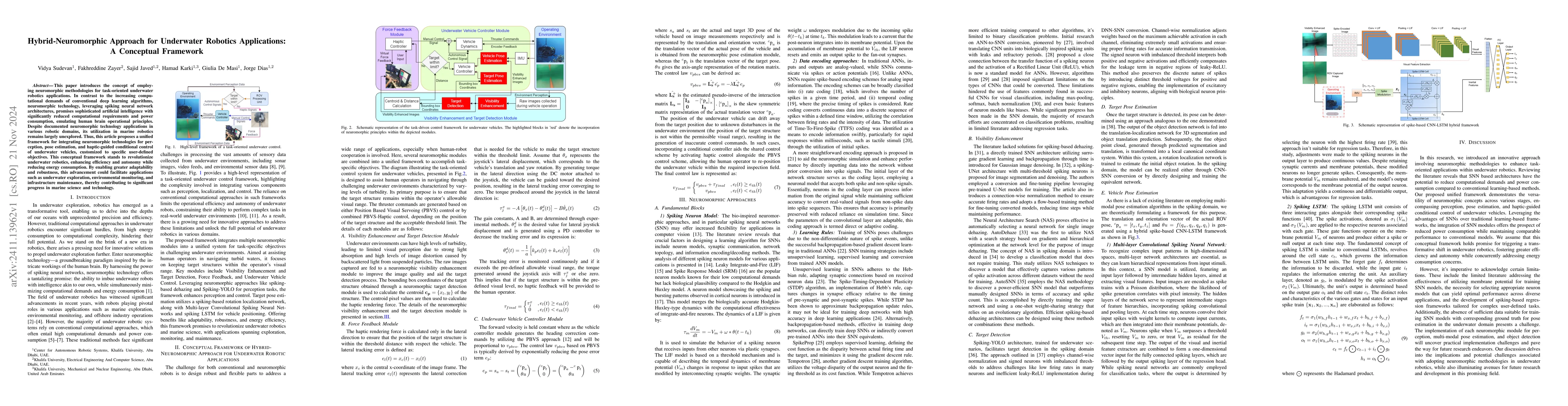 Thumbnail for Hybrid-Neuromorphic Approach for Underwater Robotics Applications: A
  Conceptual Framework