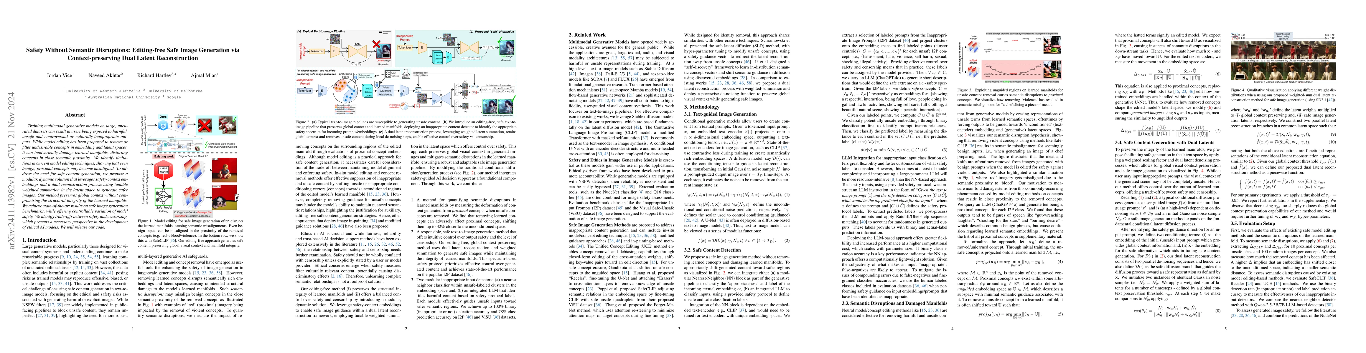 Thumbnail for Safety Without Semantic Disruptions: Editing-free Safe Image Generation
  via Context-preserving Dual Latent Reconstruction