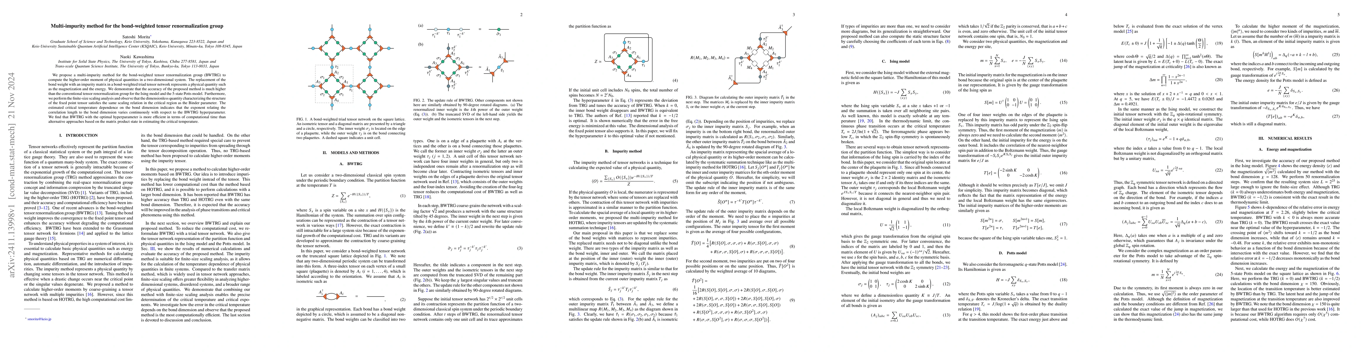 Thumbnail for Multi-impurity method for the bond-weighted tensor renormalization group