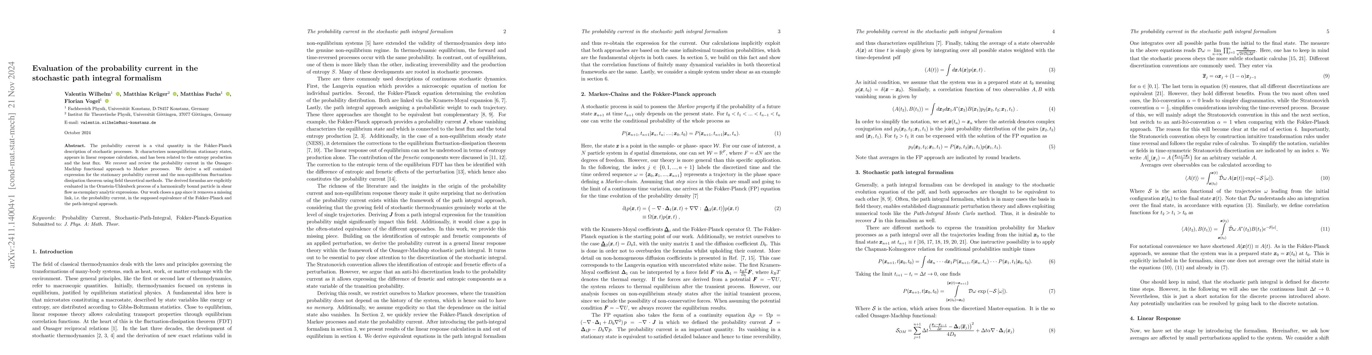 Thumbnail for Evaluation of the probability current in the stochastic path integral
  formalism