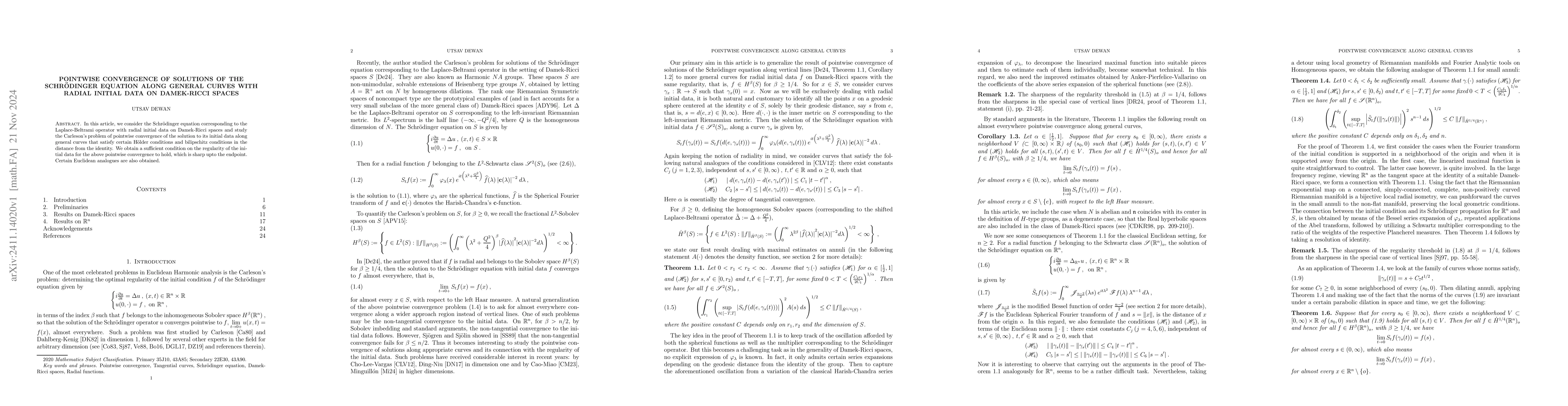 Thumbnail for Pointwise convergence of solutions of the Schrödinger equation along
  general curves with radial initial data on Damek-Ricci spaces