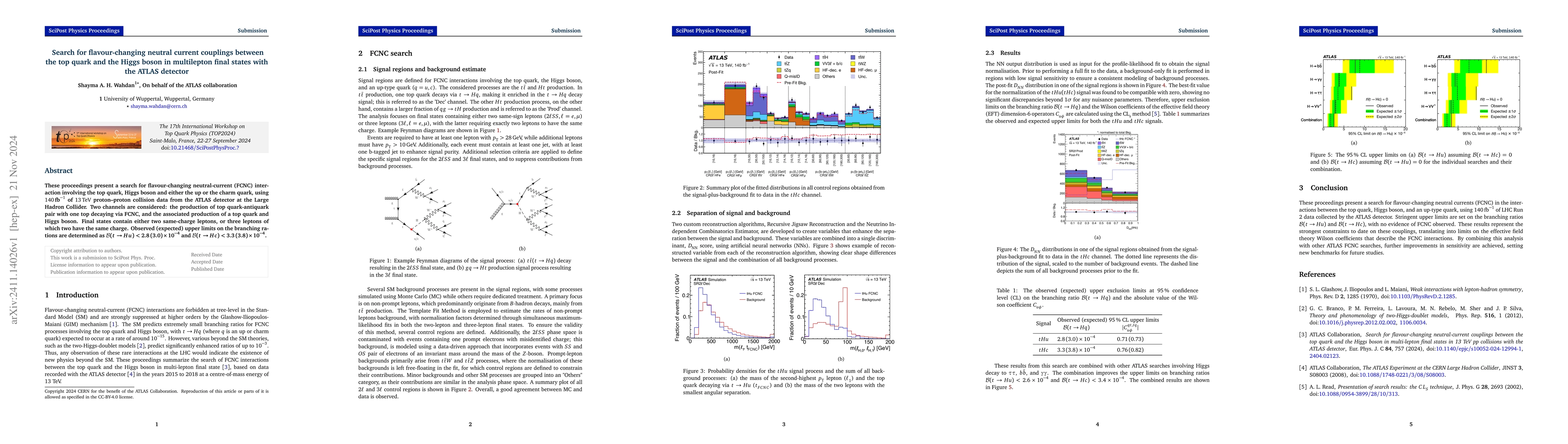 Thumbnail for Search for flavour-changing neutral current couplings between the top
  quark and the Higgs boson in multilepton final states with the ATLAS detector