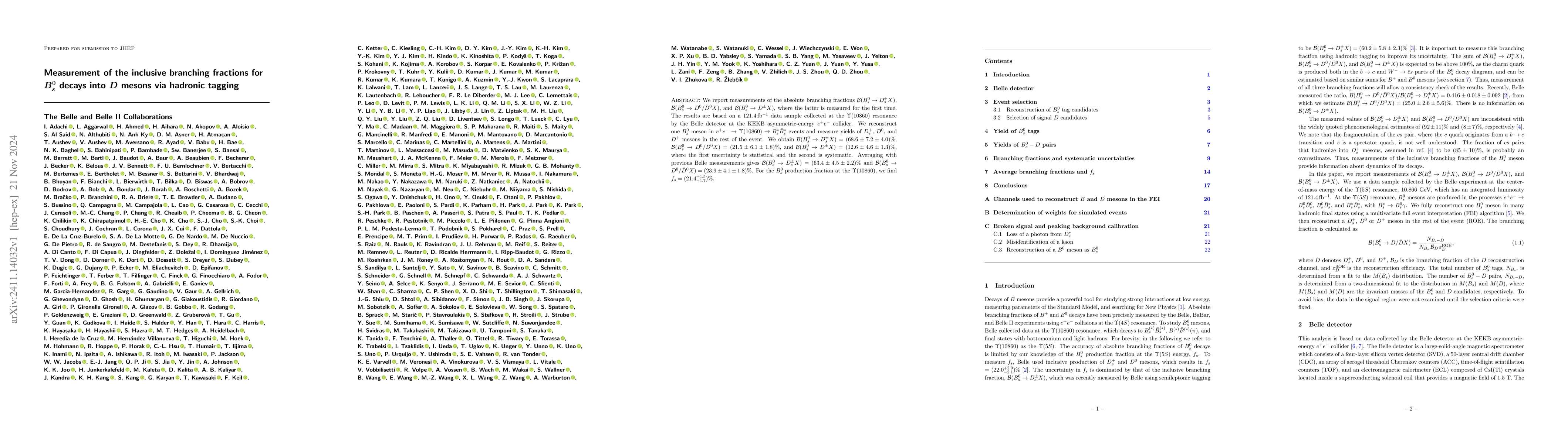 Thumbnail for Measurement of the inclusive branching fractions for $B_s^0$ decays into
  $D$ mesons via hadronic tagging