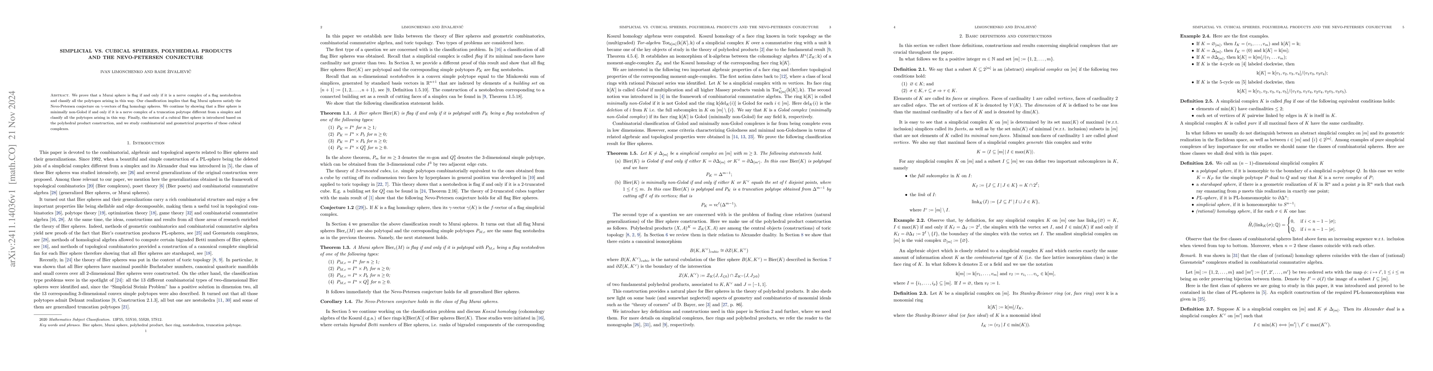 Thumbnail for Simplicial vs. cubical spheres, polyhedral products and the
  Nevo-Petersen conjecture