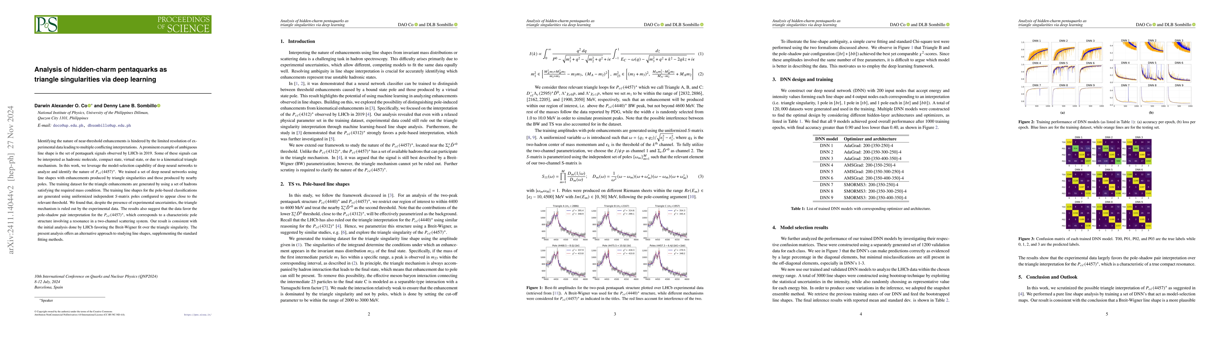 Thumbnail for Analysis of hidden-charm pentaquarks as triangle singularities via deep
  learning