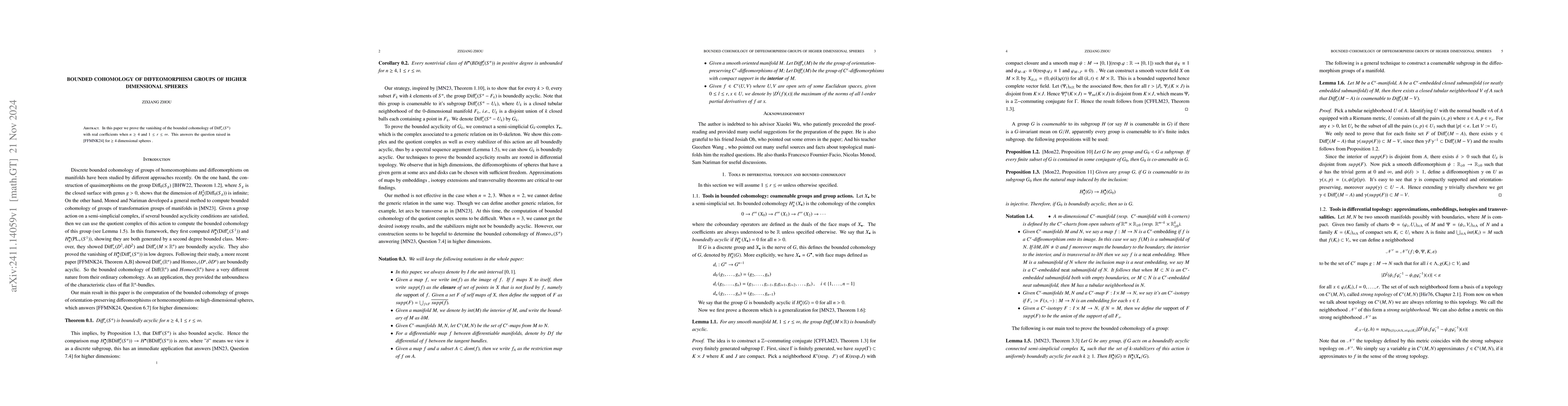 Thumbnail for Bounded cohomology of diffeomorphism groups of higher dimensional
  spheres