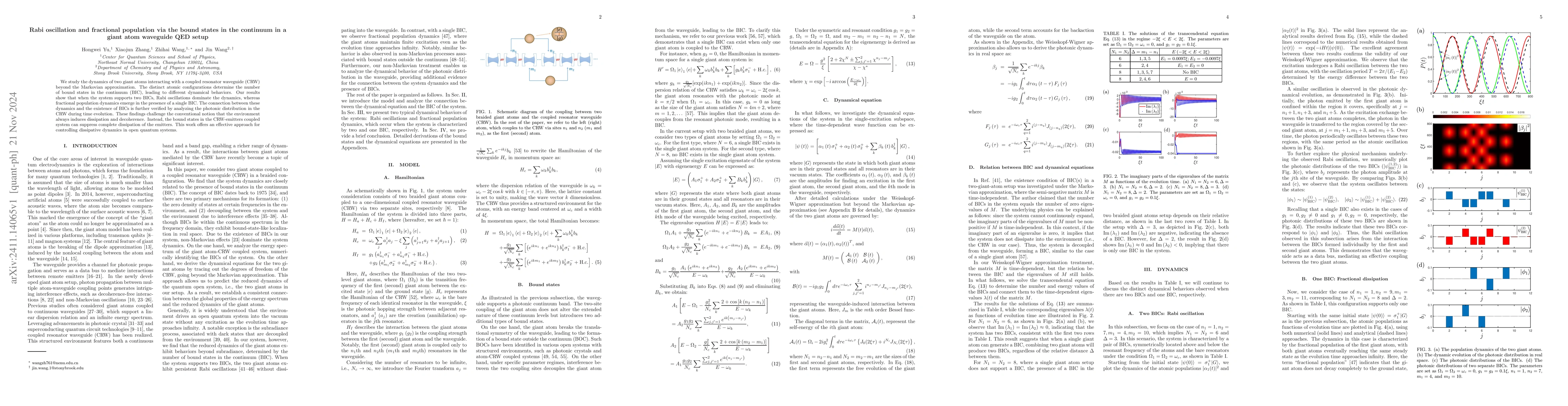 Thumbnail for Rabi oscillation and fractional population via the bound states in the
  continuum in a giant atom waveguide QED setup