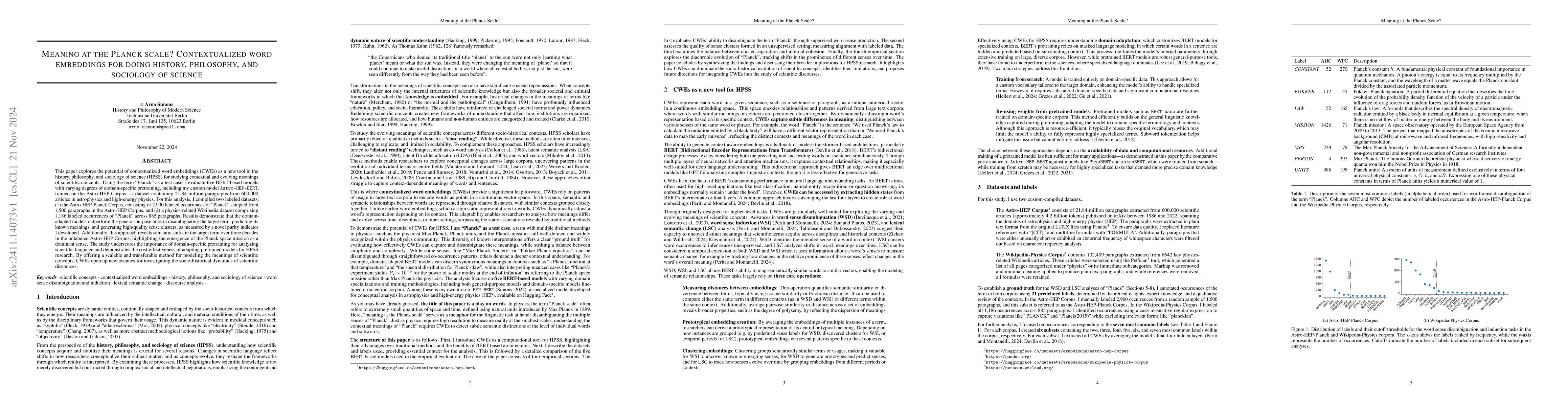 Thumbnail for Meaning at the Planck scale? Contextualized word embeddings for doing
  history, philosophy, and sociology of science